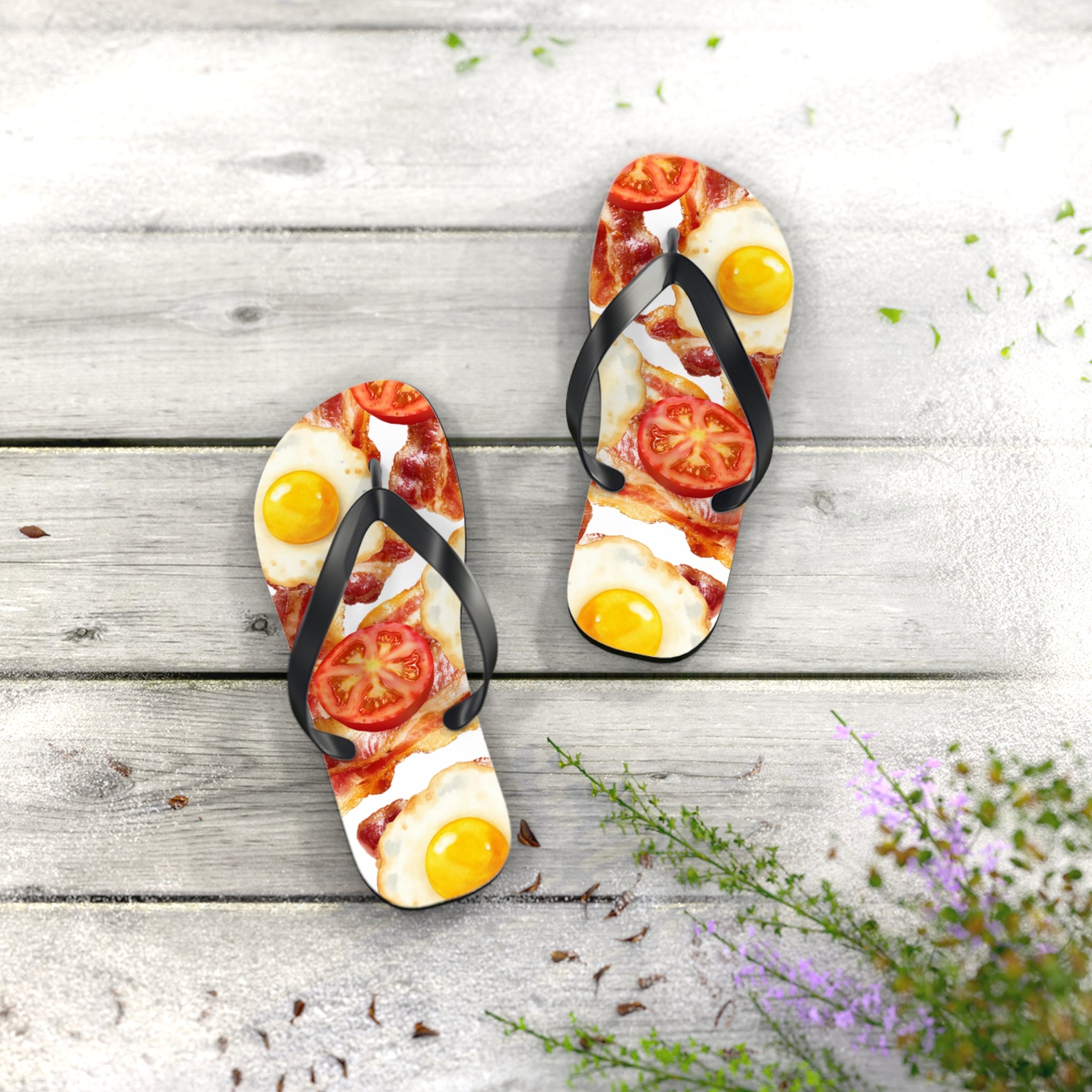 Quirky Bacon, Eggs & Tomato Jandals