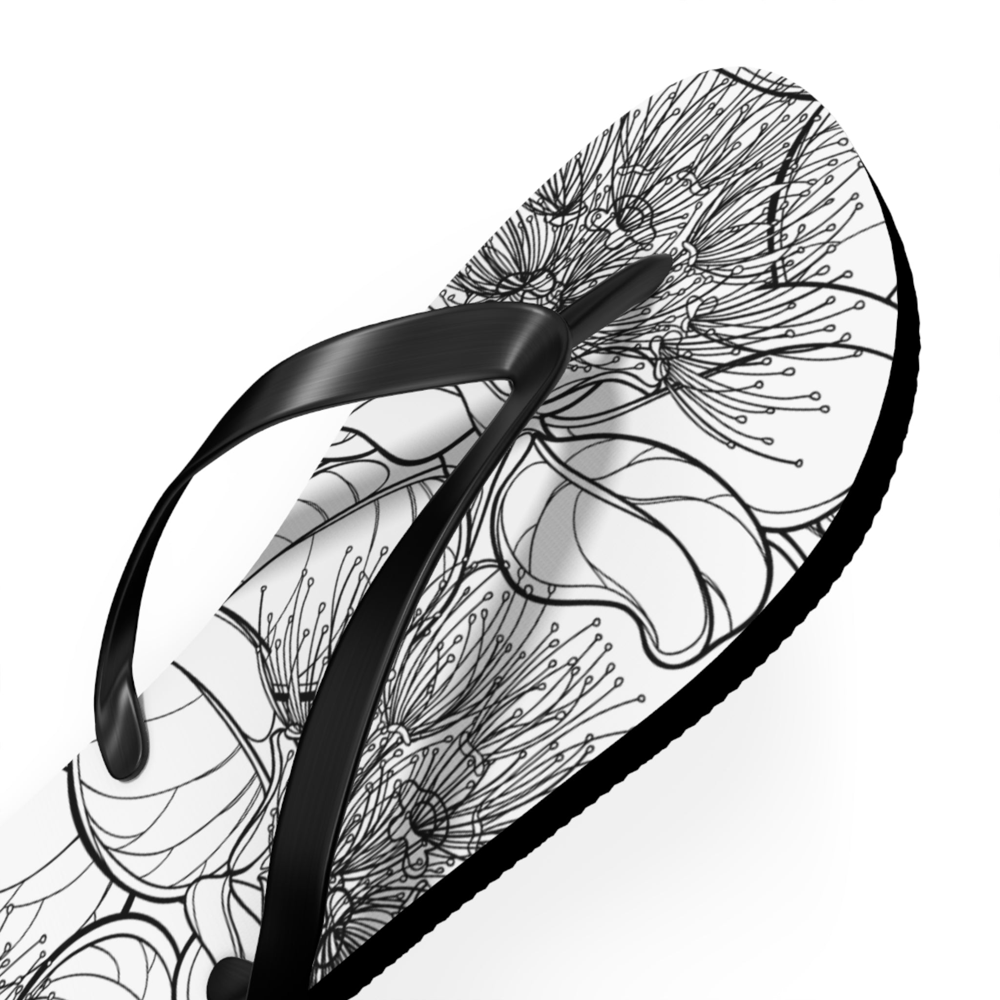 Pohutukawa Flower Jandals — Aotearoa New Zealand Monochrome Botanical Beach Wear