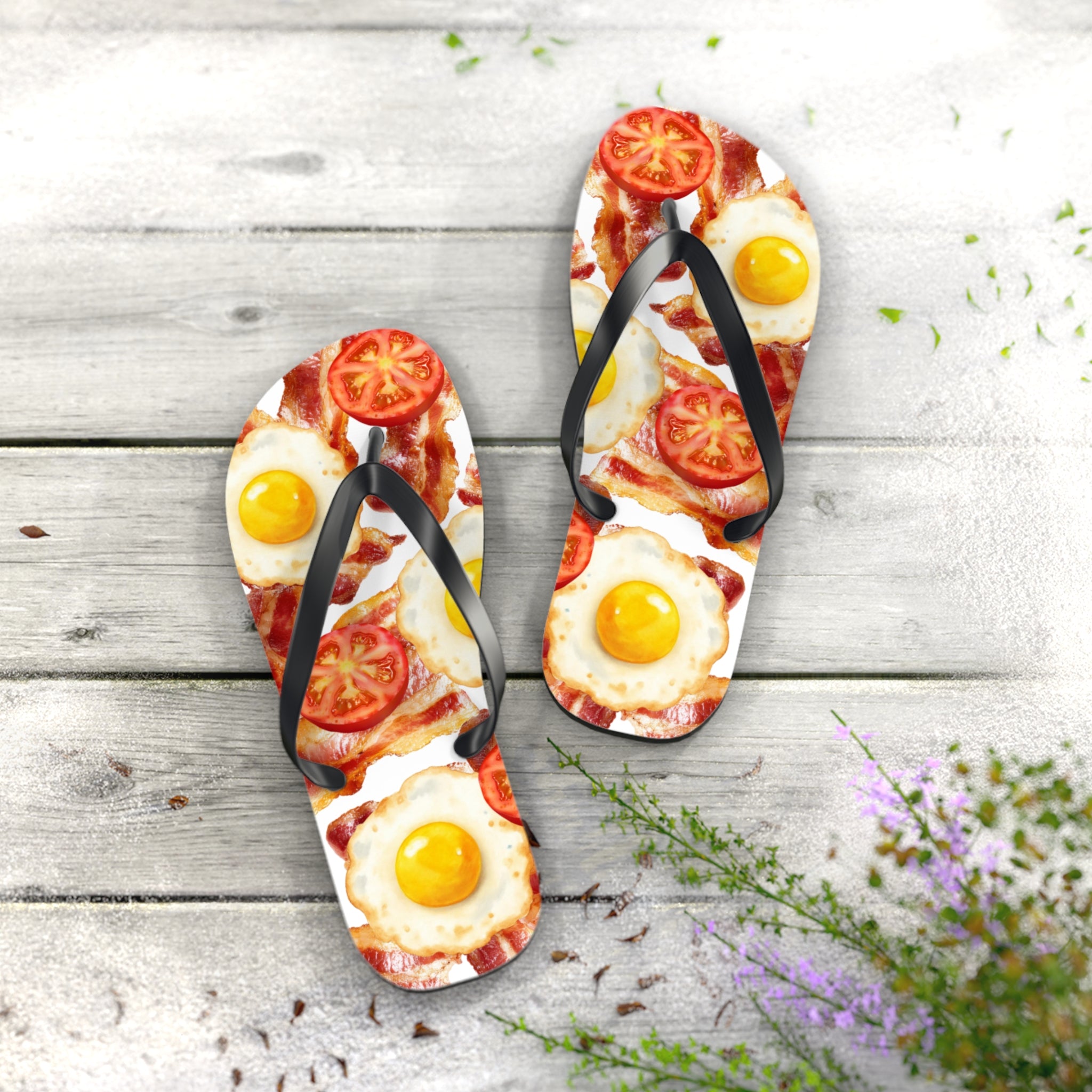 Quirky Bacon, Eggs & Tomato Jandals