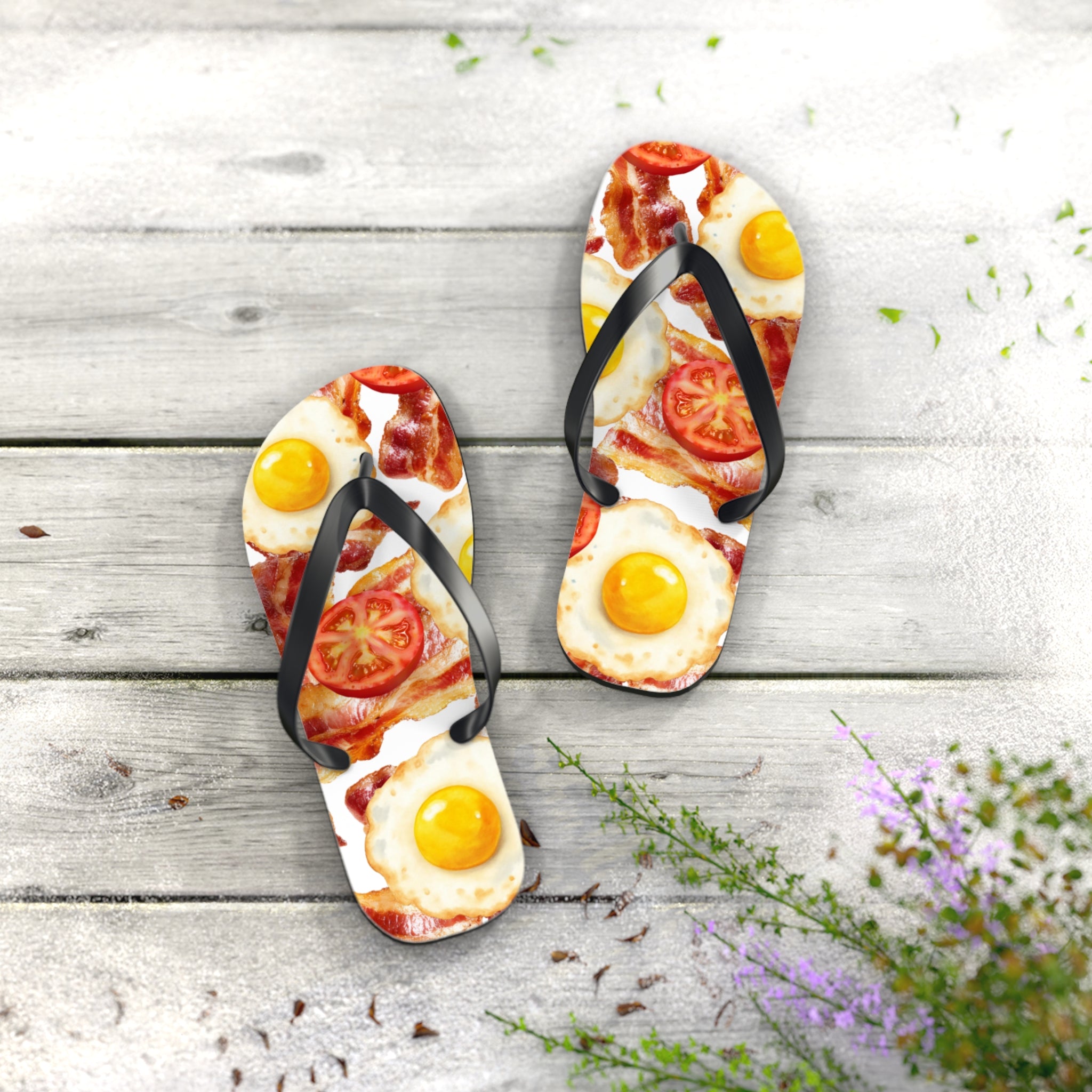 Quirky Bacon, Eggs & Tomato Jandals